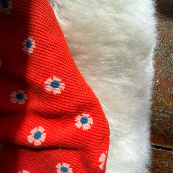 Hanna Andersson thermal 3/4 zip waffle top red daisy size 130 US 8 - Picture 2 of 4